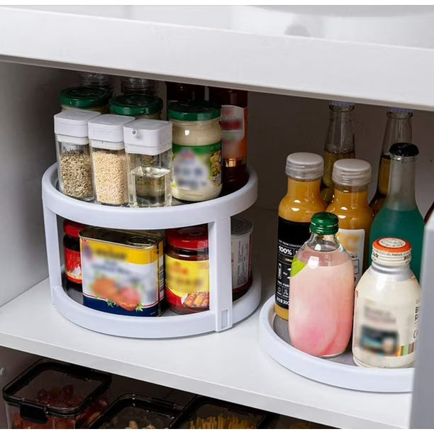 Double-Layer Turntable – Space-Saving Organizer for Fridge, Pantry & Cupboards: f