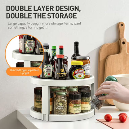 Double-Layer Turntable – Space-Saving Organizer for Fridge, Pantry & Cupboards: f