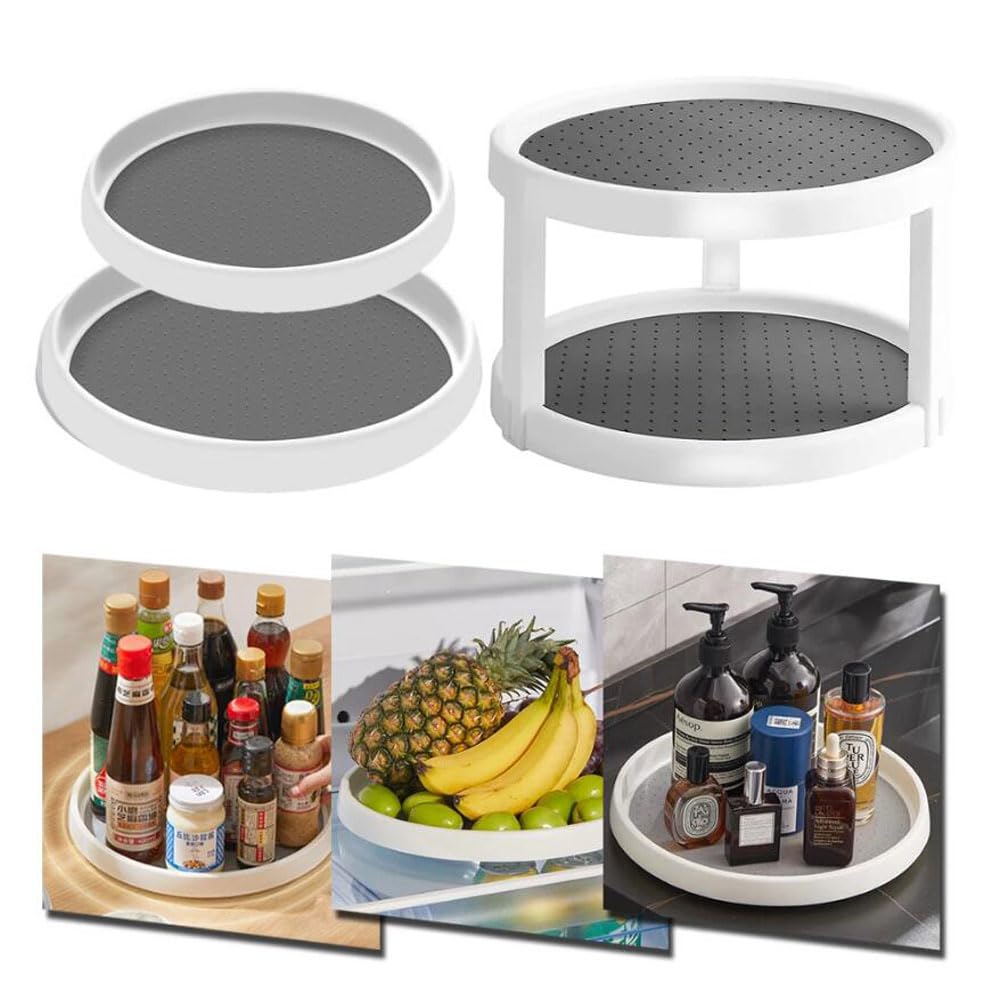 Double-Layer Turntable – Space-Saving Organizer for Fridge, Pantry & Cupboards: f
