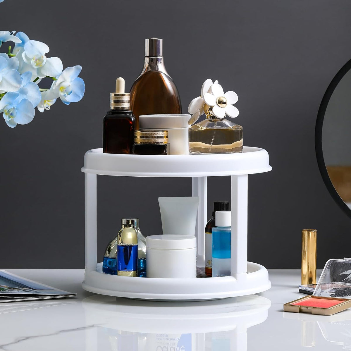 Double-Layer Turntable – Space-Saving Organizer for Fridge, Pantry & Cupboards: f