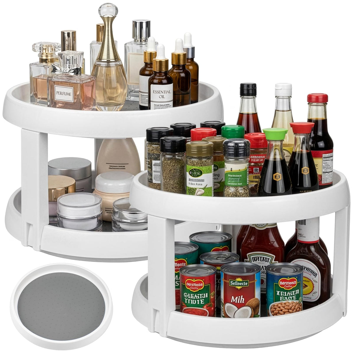 Double-Layer Turntable – Space-Saving Organizer for Fridge, Pantry & Cupboards: f
