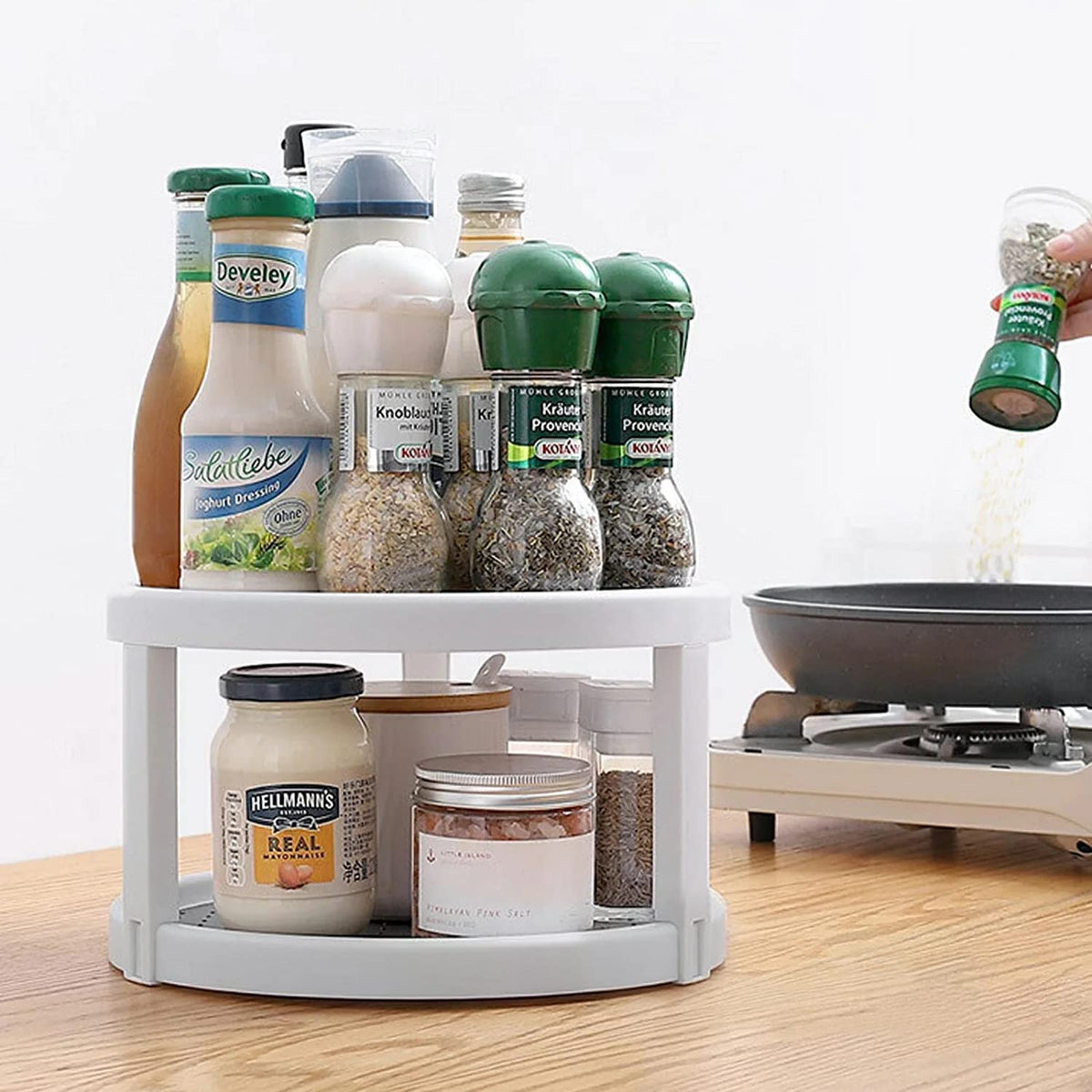 Double-Layer Turntable – Space-Saving Organizer for Fridge, Pantry & Cupboards: f
