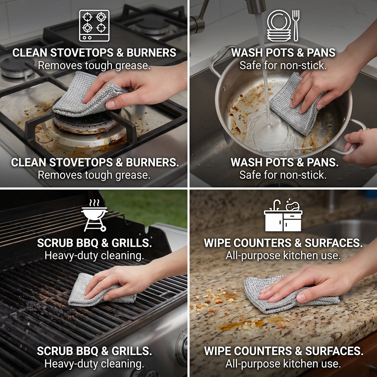 Multi-Purpose Reusable Cleaning Cloths – For Dishes, Kitchen, Stove & Grill (20 Pieces)