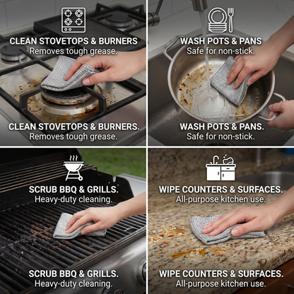 Multi-Purpose Reusable Cleaning Cloths – For Dishes, Kitchen, Stove & Grill (20 Pieces)