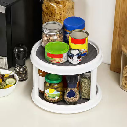 Double-Layer Turntable – Space-Saving Organizer for Fridge, Pantry & Cupboards: f
